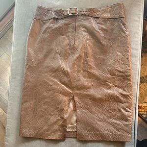 Elegant Brown Leather Skirt